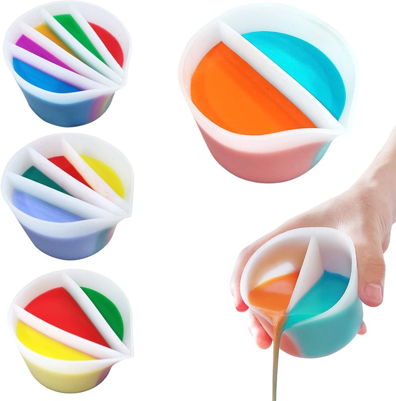 Kunyeah Silicone Split Cup for Paint Pouring, 2E+2ml Capacity, Modern Design, Reusable, White, Round, Divided, Art Tool - Image 1